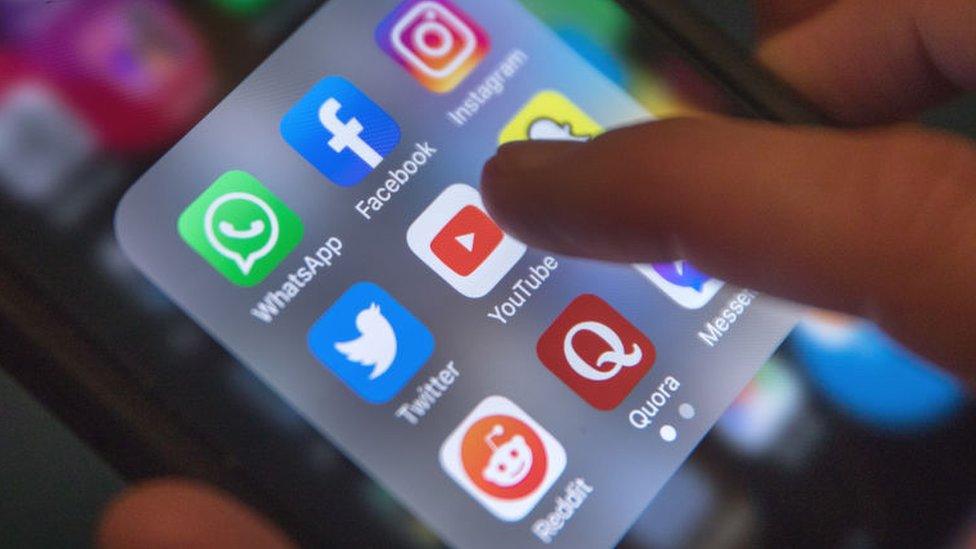 Social media apps on a mobile phone