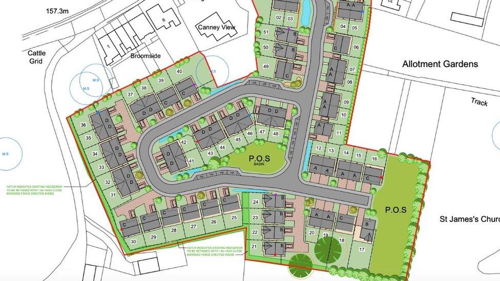 Plan showing proposed layout of estate of bungalows