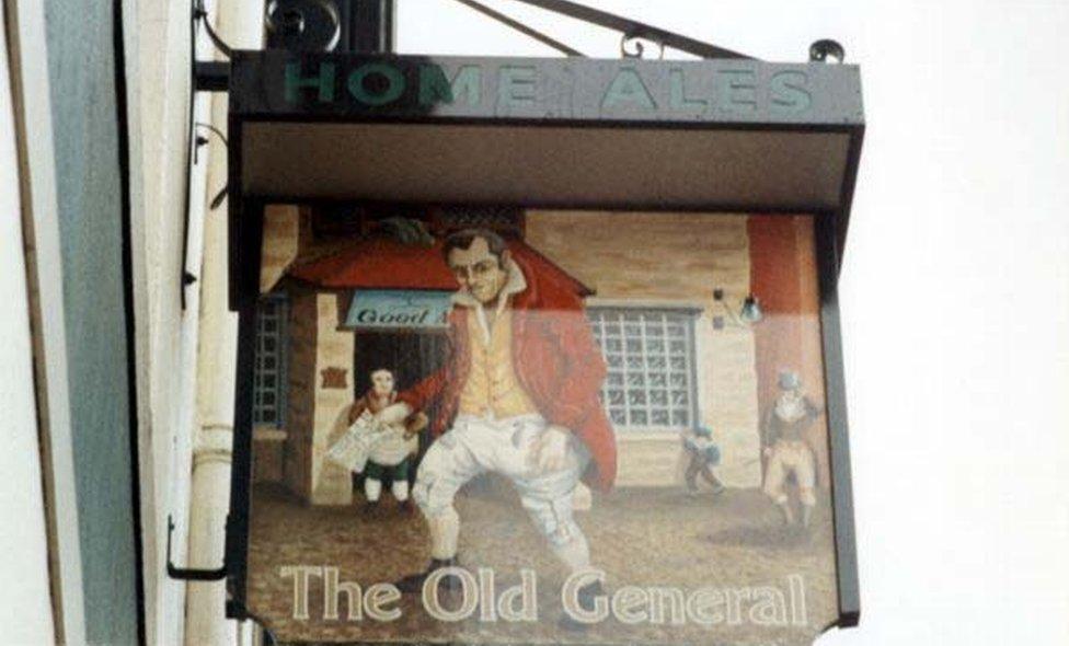 Old General pub sign in 1985