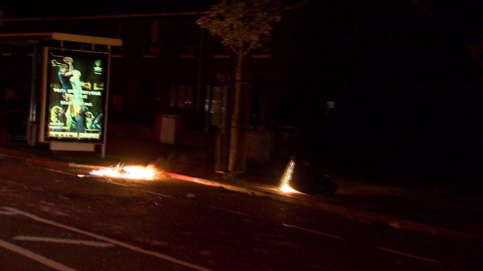 A bin was also set on fire in North Queen St