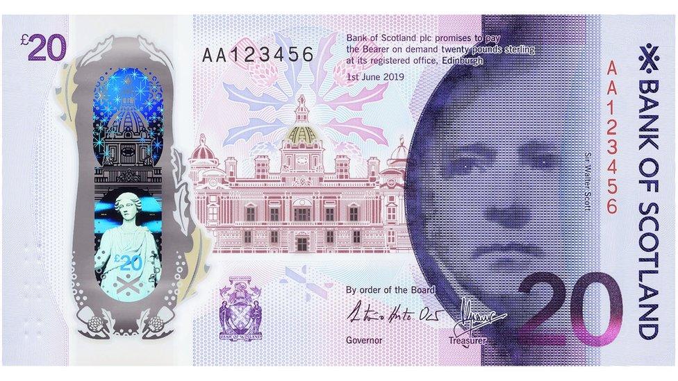 The front of the new £20 note from the Bank of Scotland