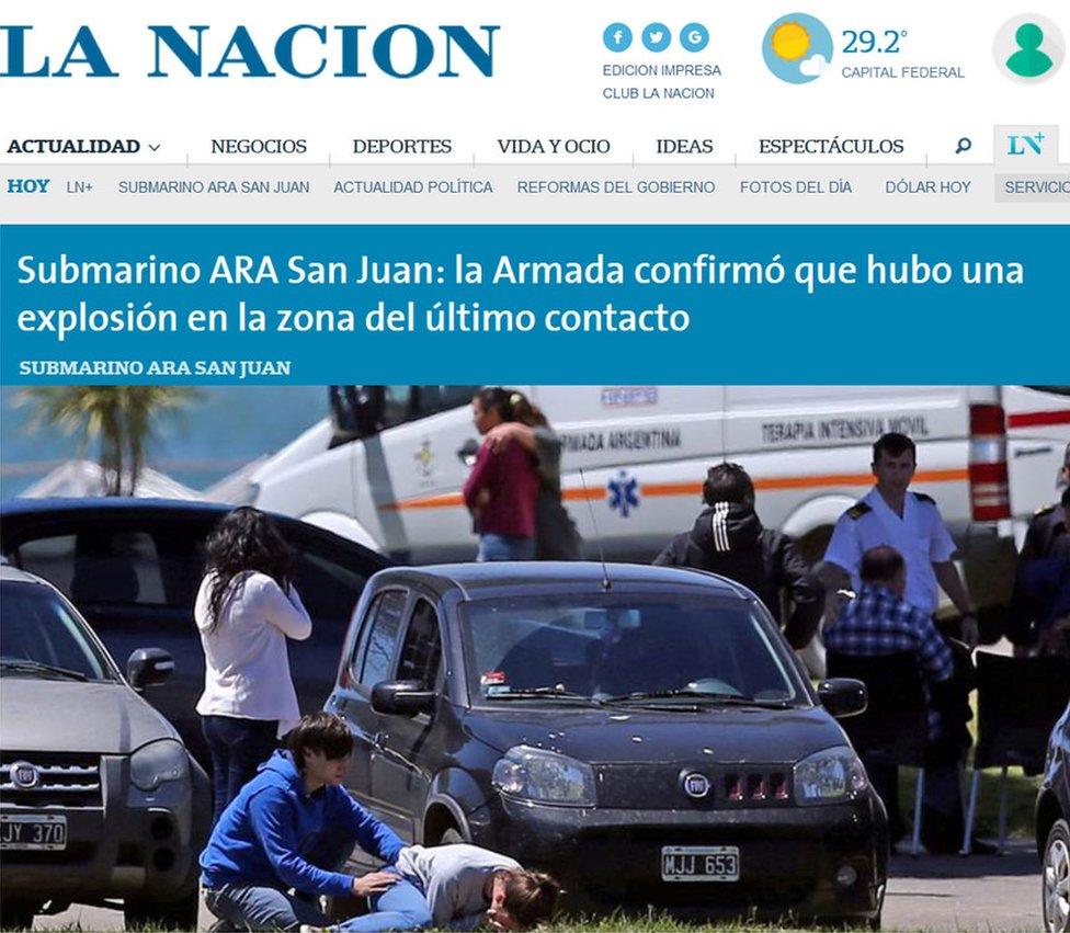 La Nacion newspaper carried pictures of emotional scenes