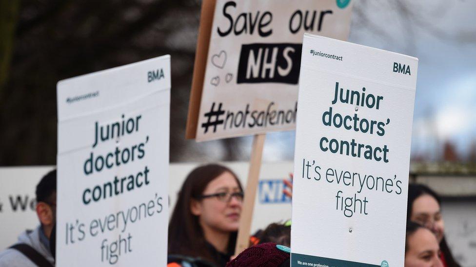 Doctors on the picket line outside Sandwell Hospital on January 12th 2015