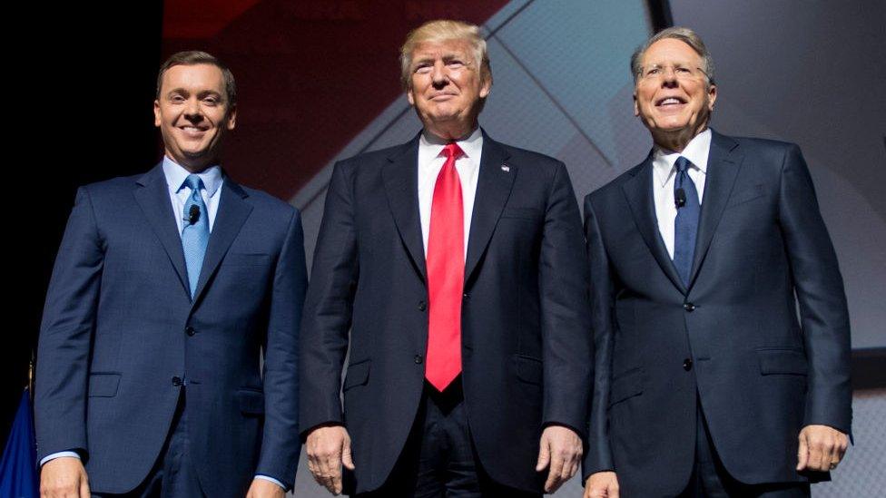 Lobbyist Chris Cox, President Donald Trump and NRA president Wayne LaPierre