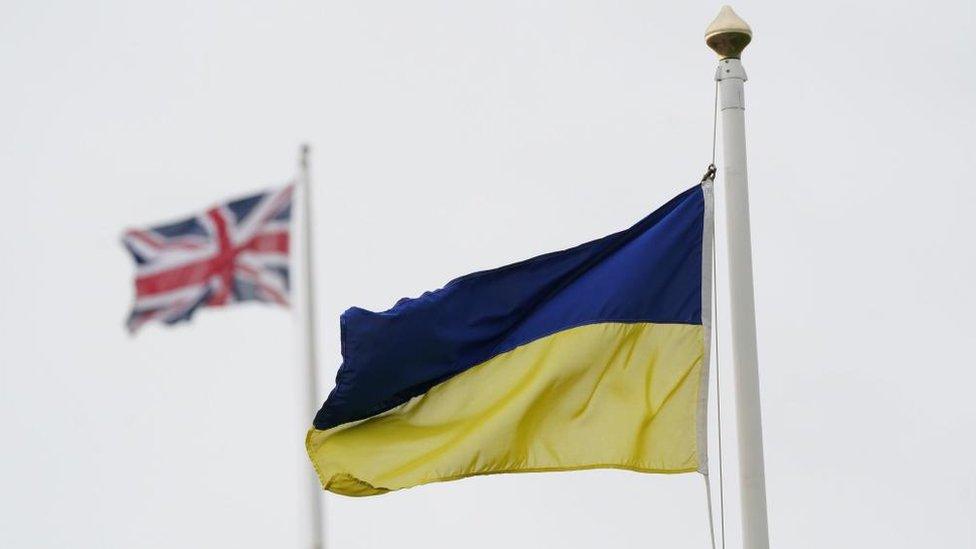 Union flag and Ukrainian flag