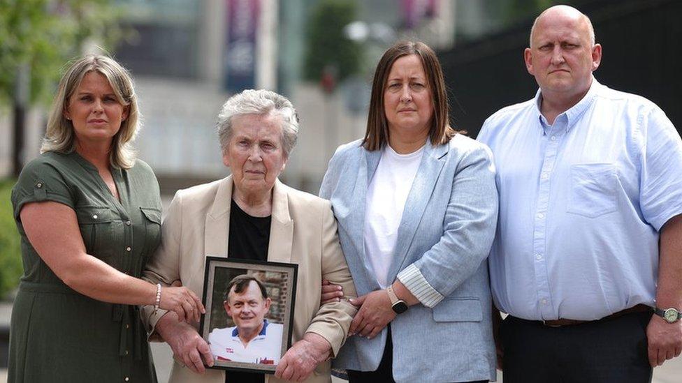 Family of Sean Brown outside court in Belfast