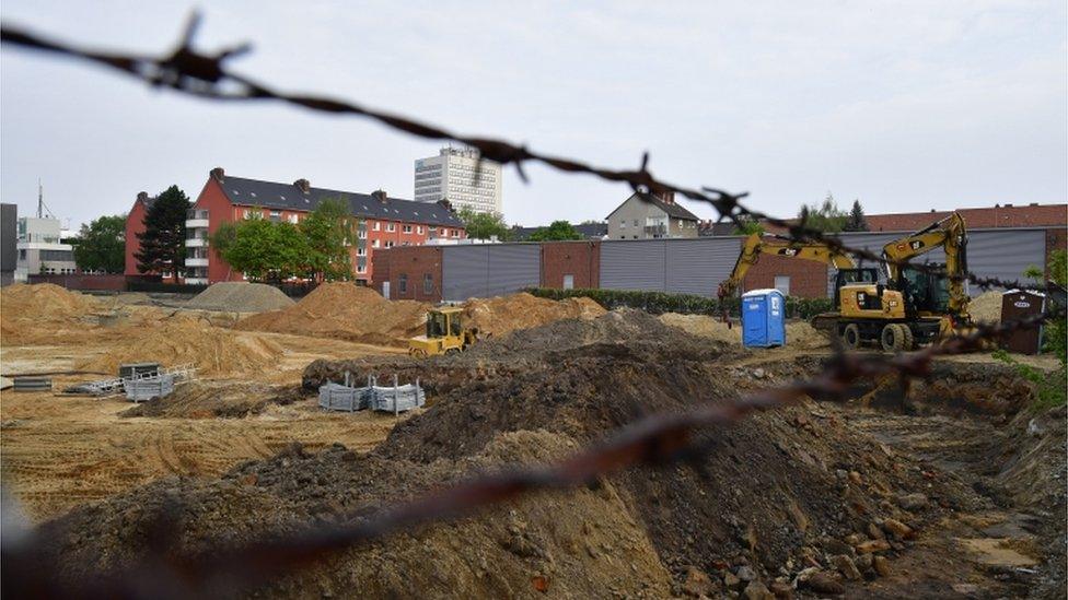 A view of the location where unexploded bombs from World War II might possibly lie underground on May 7, 2017 in Hanover, Germany.