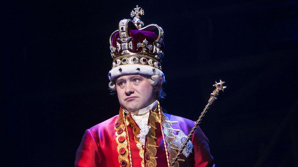 Michael Jibson as King George in Hamilton