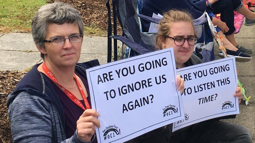 Protest against school closures in Pontypridd