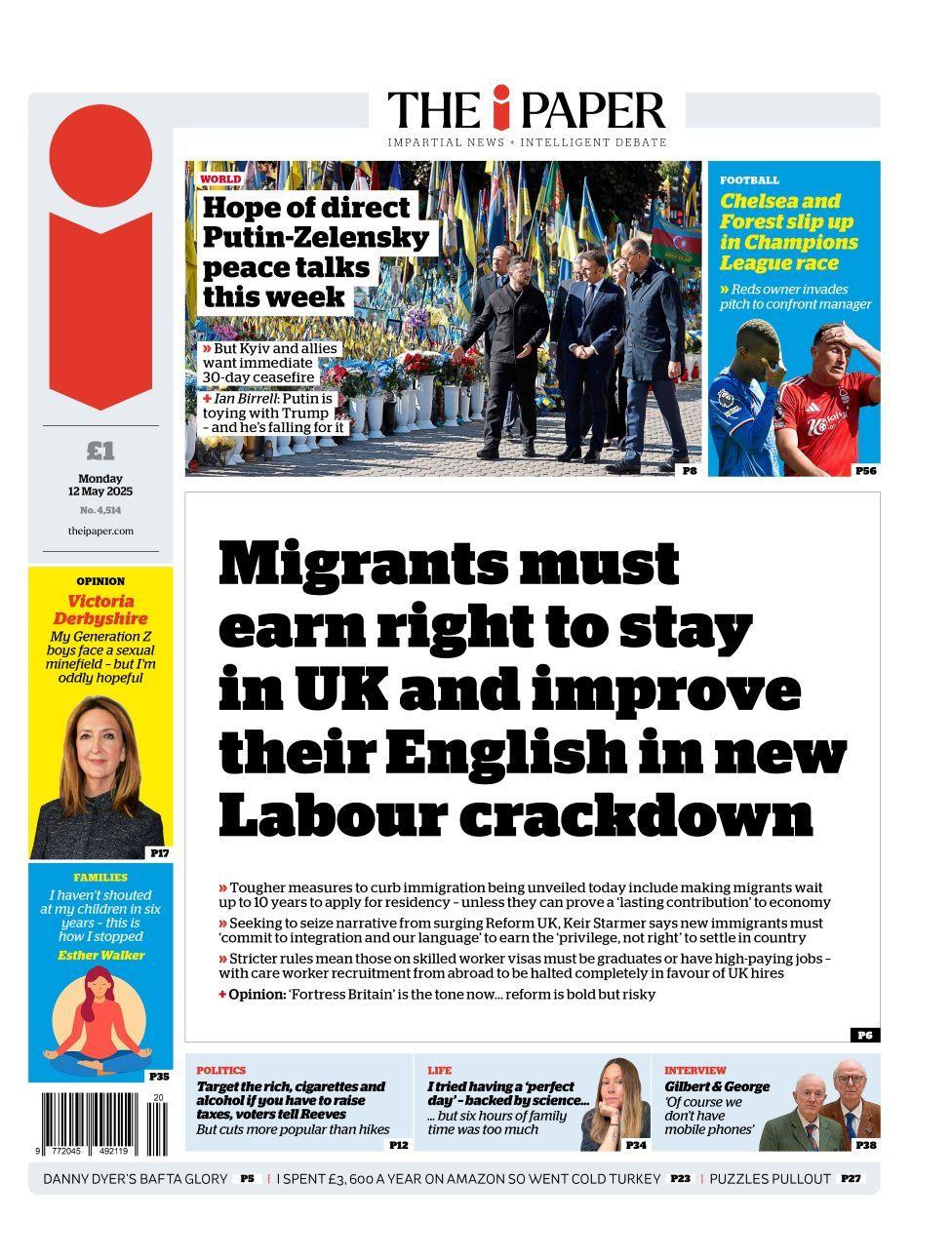 i Paper front page on Monday 12 May 2025
