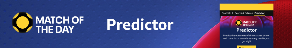 A banner reading "Match of the Day Predictor" with a picture of the predictor