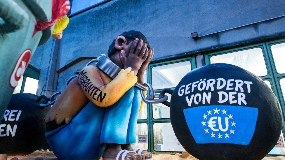 A float in Germany depicting the EU migrant crisis February 2018