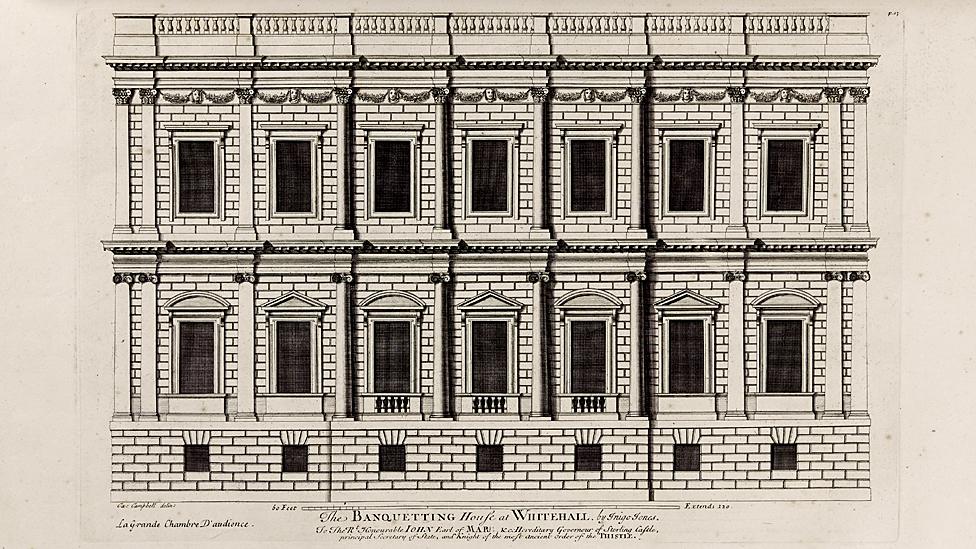 Banqueting House, London (from Vitruvius Britannicus, or The British Architect) - by Colen Campbell, 1715