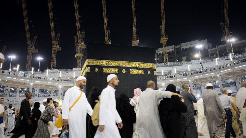 Muslim pilgrims circle anti-clockwise Islam's holiest shrine, the Kaaba, at the Grand Mosque in Saudi Arabia's holy Muslim city of Mecca - 26 September