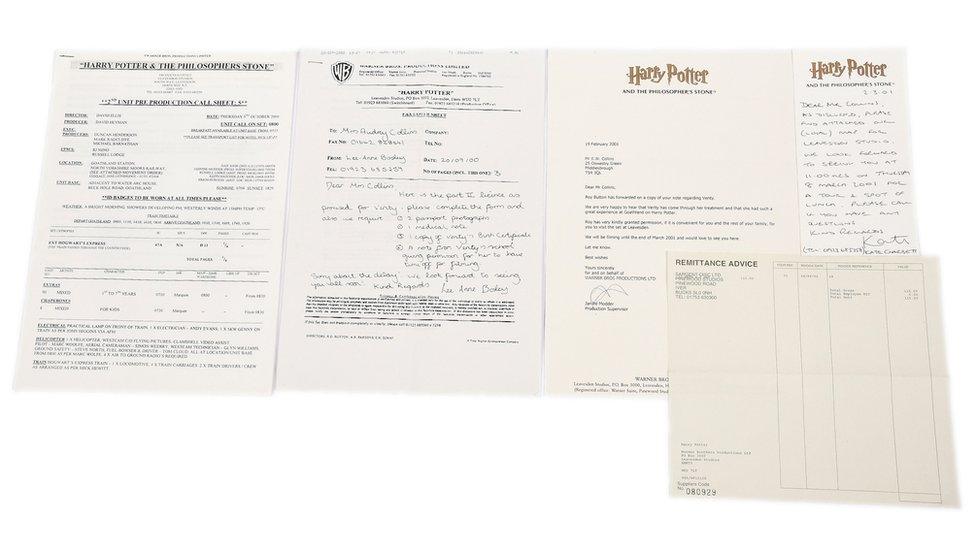 Harry Potter documents auctioned alongside the autographed book