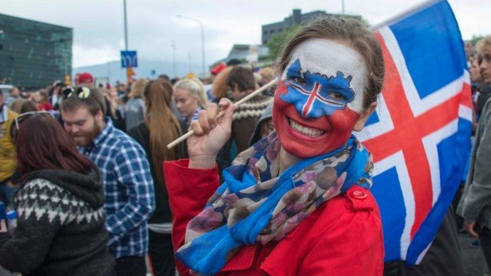 An Iceland fan celebrates in Reykjavik. Photo: 27 June 2016