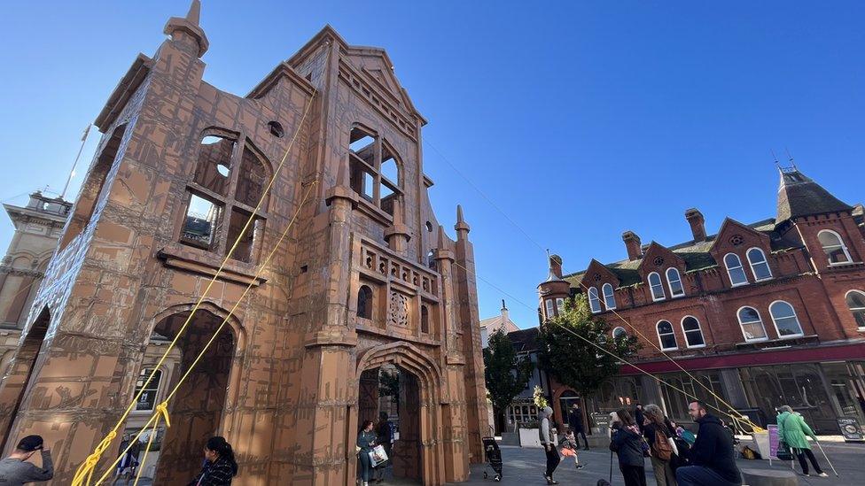 The cardboard replica of Wolsey Gate