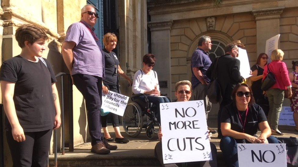 Protesters outside Northamptonshire County Council