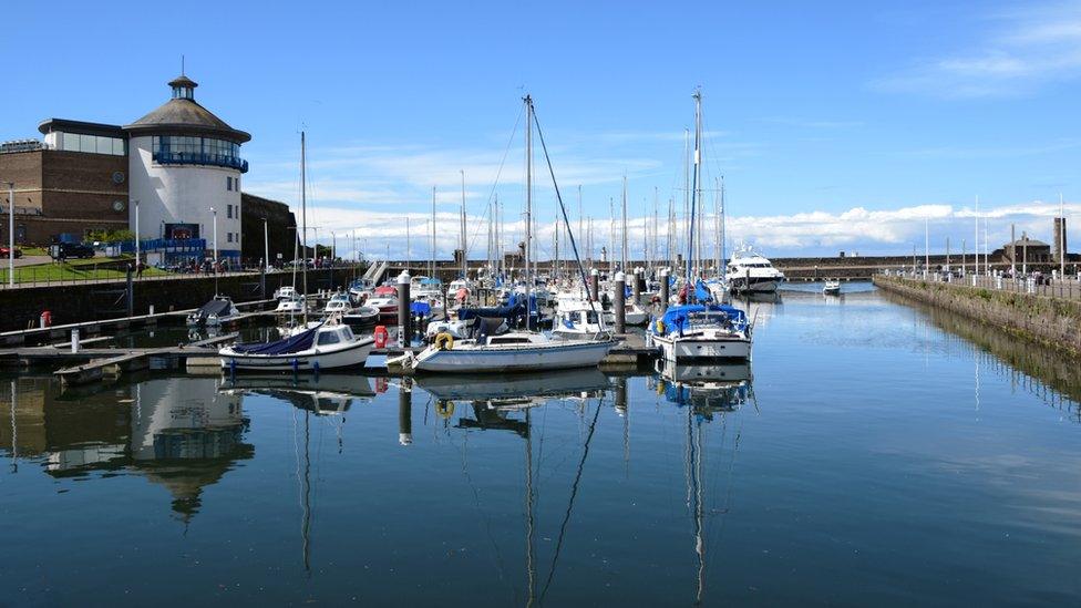 Boats in marina at Whitehaven