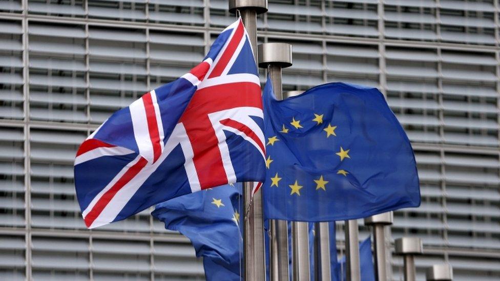 UK and EU flags flying