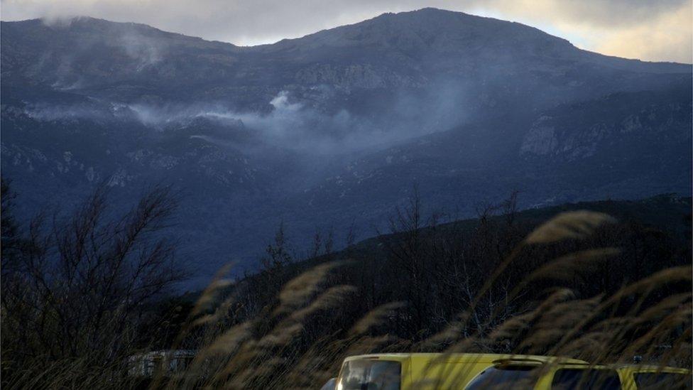 A fire fuelled by the storm in Corsica