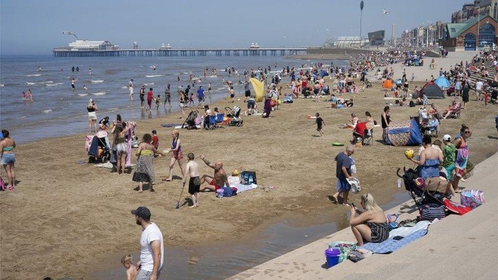 People on Blackpool beach