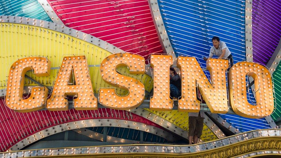 A casino sign in Macau