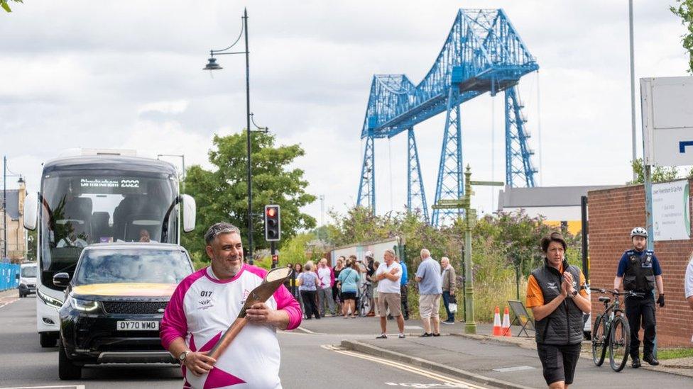 Tony Wedlake takes part in the Queen's Baton Relay as it visits Middlesbrough