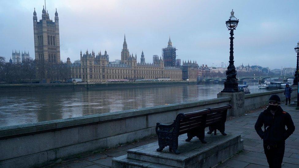 Thames embankment at dawn