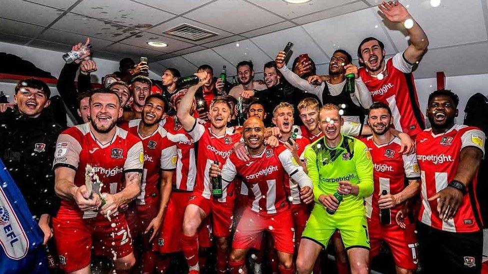 Exeter City Football Club celebrating