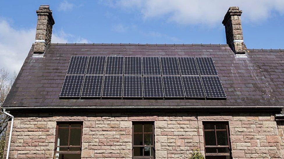 Solar panels on a house