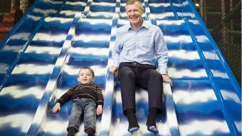 Willie Rennie on a slide