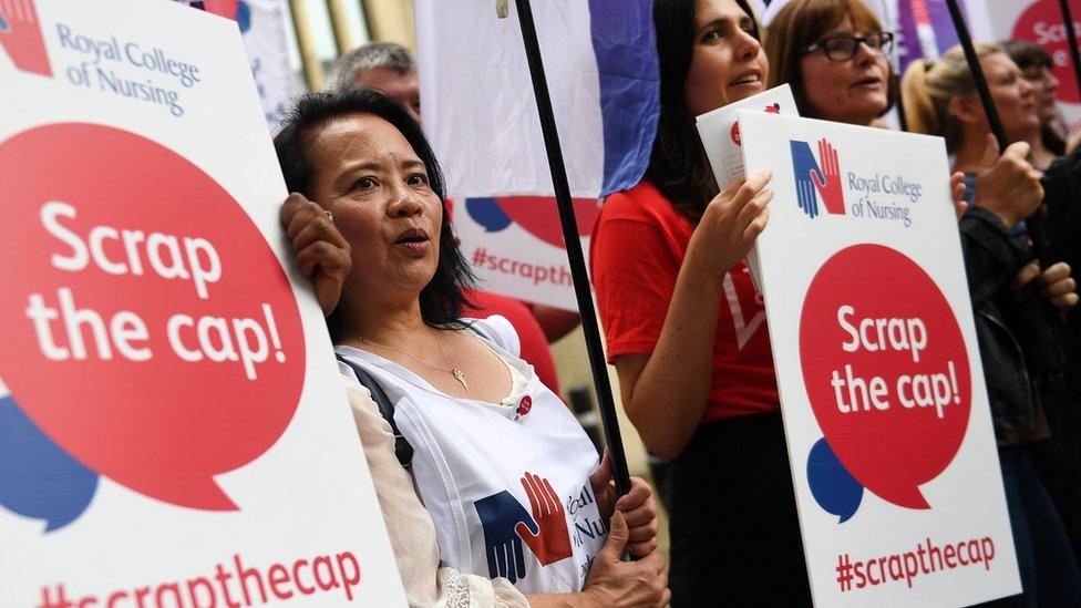 Nurses protesting about public sector pay