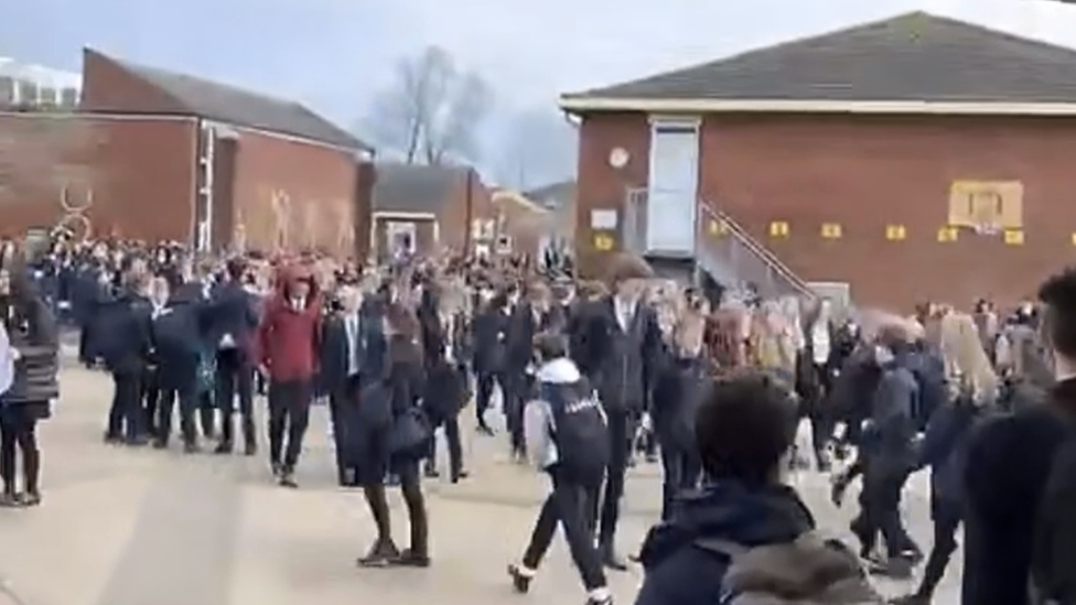 Students protesting at the school