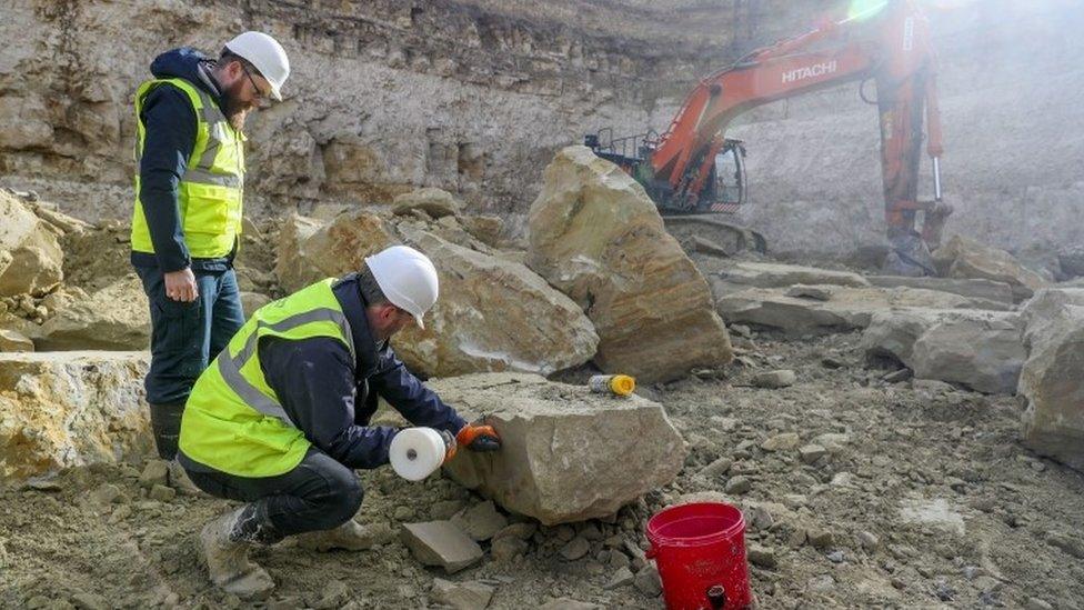 Salisbury Cathedral stone being blessed