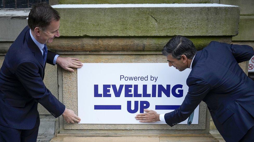 Chancellor Jeremy Hunt and Prime Minister Rishi Sunak in Accrington