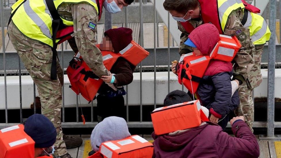 Migrants arriving in Dover