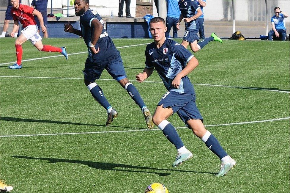 Dylan Tait playing for Raith Rovers FC