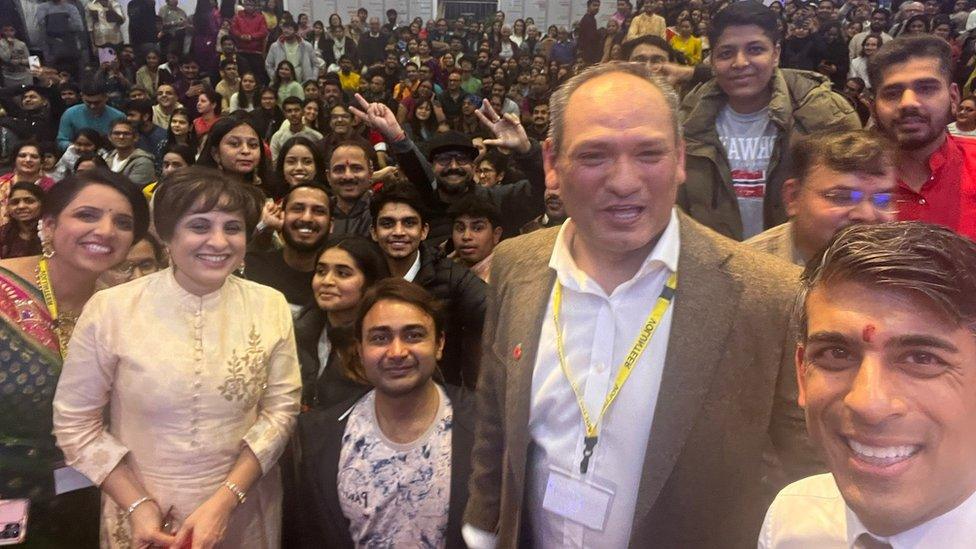 Rishi Sunak with members of the Vedic Society in Southampton