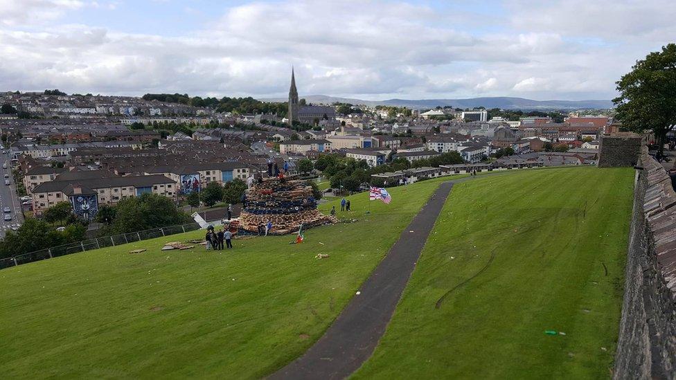 Protective fencing was erected to protect houses below the site of the bonfire