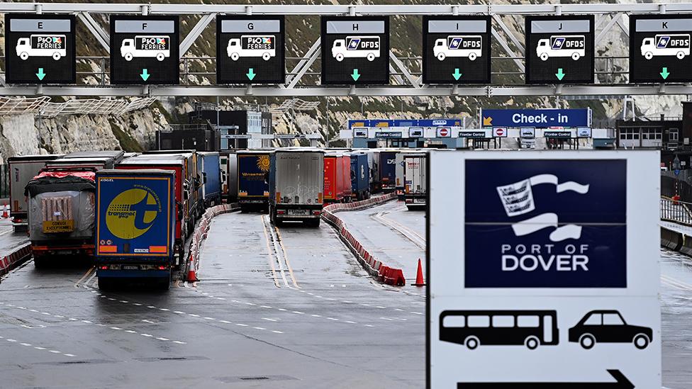 Lorries at the Port of Dover