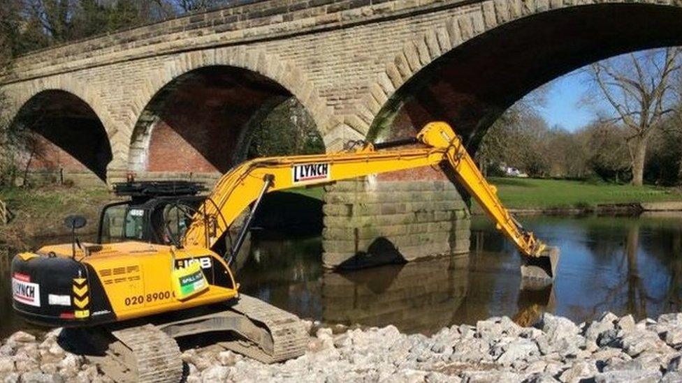 Work on the Linton bridge