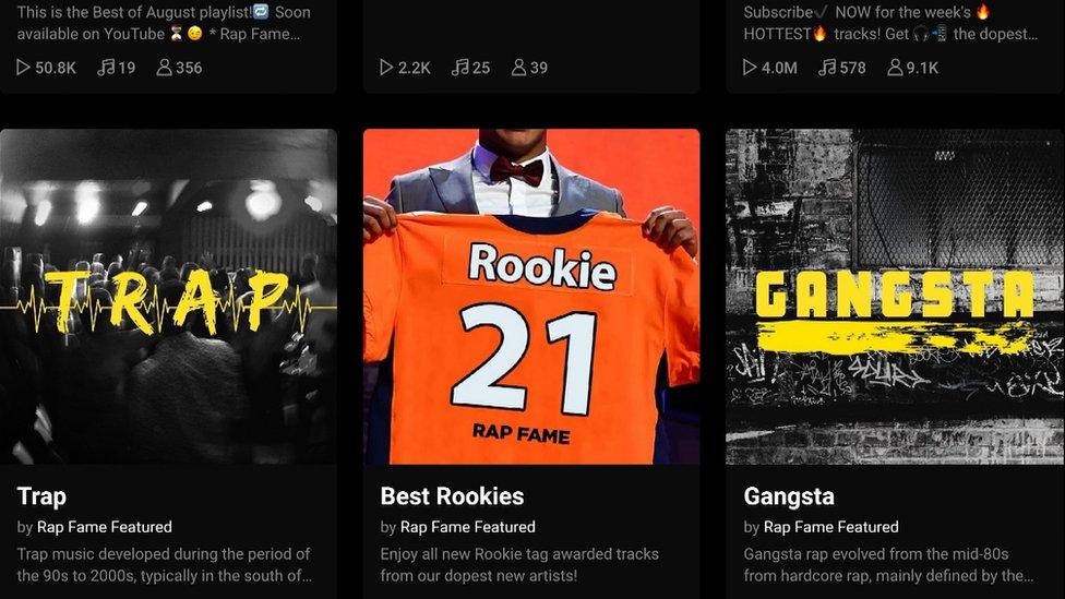 Screengrab of the Rap Fame app