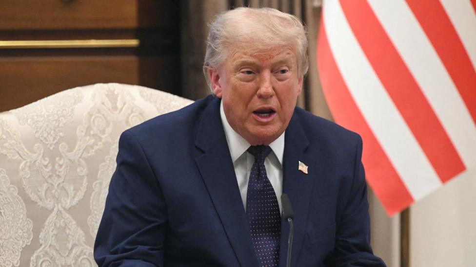 US President Donald Trump speaks during a meeting with Turkish president.