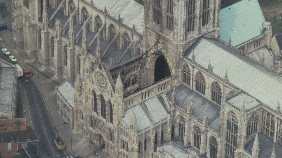 York Minster the morning after the fire in 1984