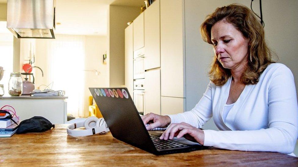 A lady working from home