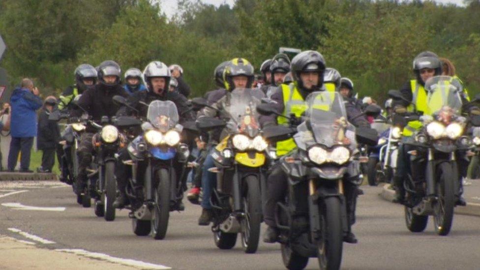 Triumph motorcycle parade