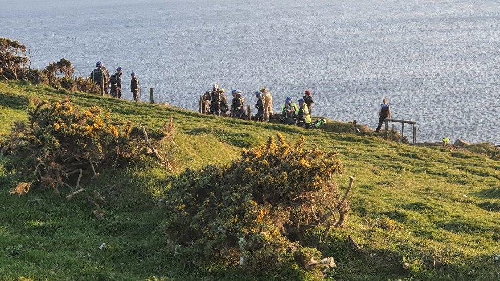 Emergency services on the hillside at Niarbyl