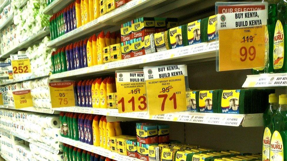 Shelves in Carrefour supermarket