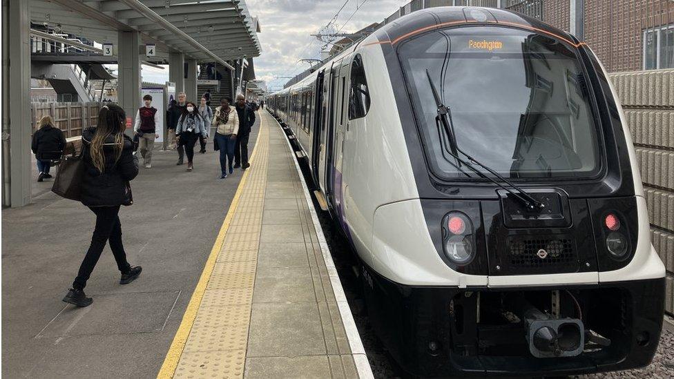 Elizbaeth line train at Abbey Wood station